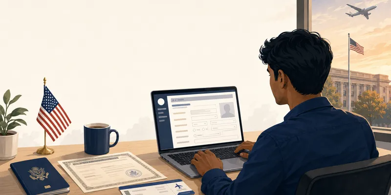 STEM OPT to H-1B visa applicant filling out the DS-160 form before consular interview.